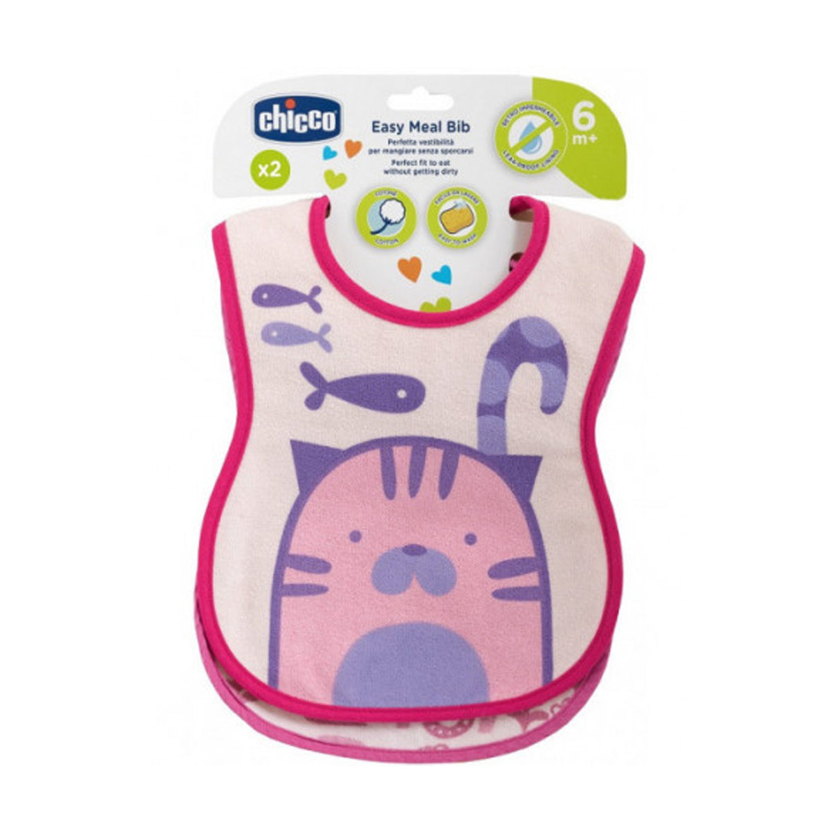 Chicco Weaning Bib 6m+ 2pcs Pink